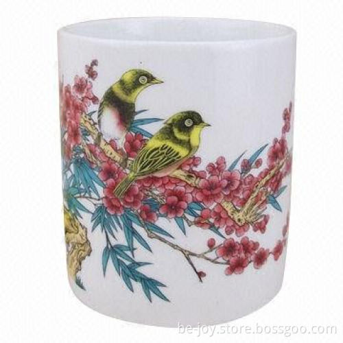 Ceramic pen holder with design, various artworks and colors are available, OEM orders welcomed